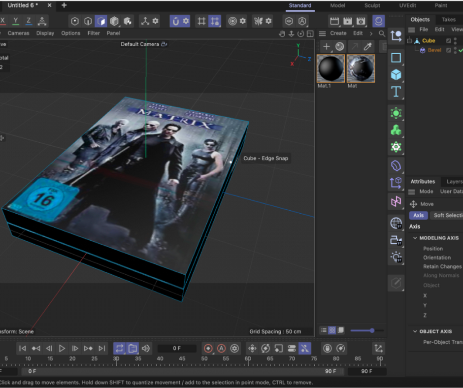 This is a model of a DVD case I made with a cube primitive. I added the Matrix DVD cover texture to make it look real. This was part of the tutorial exercise.