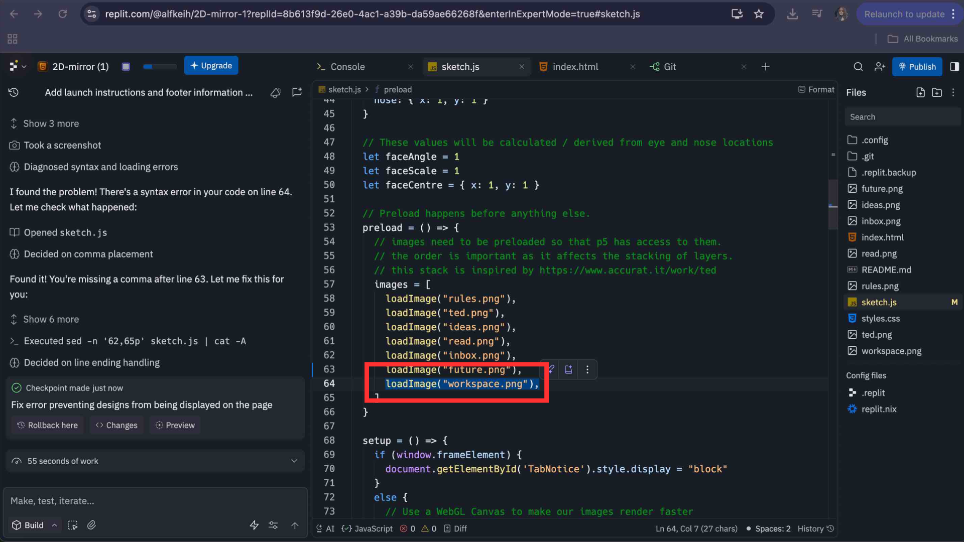 This screenshot shows the visual result after I reformatted and reordered the layers: the circle-based composition now appears split and partially hidden, which helped me see how much control the layer order has over what is visible.